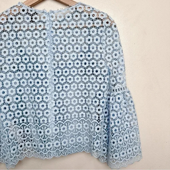 J.crew Womens Size 00 Daisy Lace  Bell Sleeve Eyelet Boxy Length Top - Picture 12 of 13